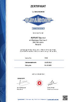 СЕРТИФИКАТ  ALIPLAST QUALICOAT SEASIDE - DE
