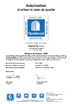 СЕРТИФИКАТ ALIPLAST QUALANOD FR