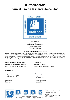 СЕРТИФИКАТ ALIPLAST QUALANOD ES