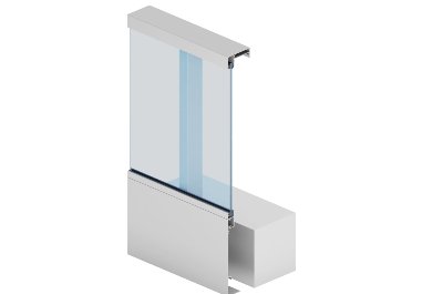 балюстраден парапет RAILING със стъклен пълнеж, оборудван с покривен капак